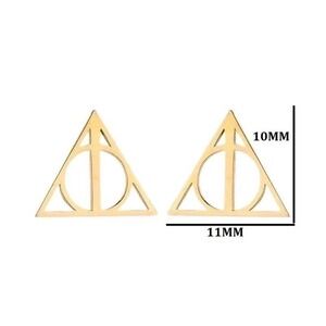 Deathly Hallows Earrings Harry‎ Potter Studs Stainless Steel 18K Gold Plating